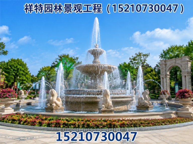 涿州市人工湖喷泉展示图